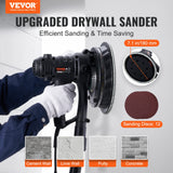 VEVOR Drywall Sander, 800W Electric Sander with 12 Sanding Discs, Variable Speed 1200-2300 RPM Wall Sander with Automatic Vacuum Dust Collection System, Double LED Lights, Dust Bag, Detachable Edge VEVOR