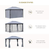 Outsunny 10' x 13' Patio Gazebo, Aluminum Frame, Outdoor Gazebo Canopy Shelter with Netting & Curtains, Garden, Lawn, Backyard and Deck, Gray Outsunny