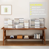 NELYE Oak Extra Long Minimalist Desk with Bookshelf - Solid Wood 2-Person Workstation for Home Office NELYE