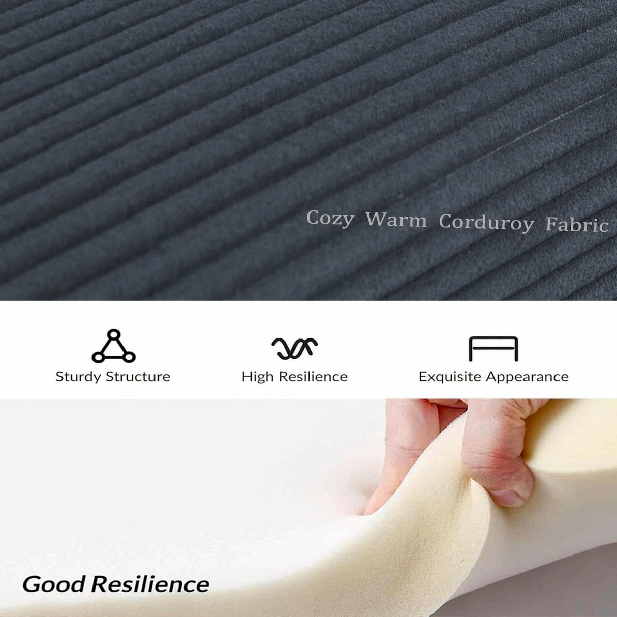 Majnesvon 55" Modern Corduroy Sofa Bed Futon,3-in-1 Convertible Pull Out Sleeper Couch Bed with Adjustable 3 Backrest,Folding Small Loveseat for Living Room Bedroom RV Office (Black) Majnesvon