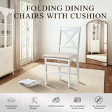 COLAMY Folding Dining Chairs Set of 6, Foldable Chairs with Padded Seats, Wood Folding Dining Room Chairs for Dinner, Kitchen, Party, Camping, White COLAMY
