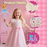 21 Sets Princess Fairy Wands Kit, Make Your Own Magical Wand Include Unfinished Wooden Fairy Wands Bow Gem Stickers Ribbons Paint for Decorate Art DIY Magical Show Party Supplies Princess Cosplay X Hot Popcorn