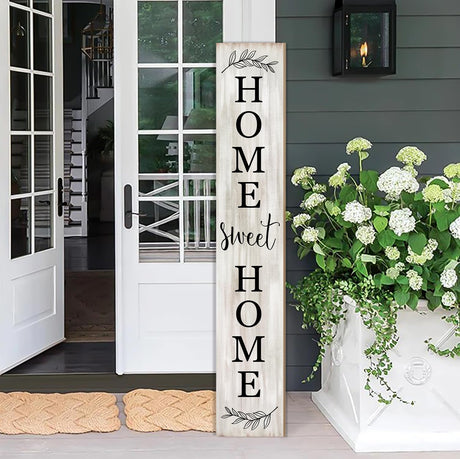 Home Sweet Home Porch Sign Wooden Welcome Sign Vertical Hanging Signs For Standing Front Porch Standing Farmhouse Porch Signs Outdoor Tall Sign Decorations Outdoor Welcome Signs for Porch 47.2H WUAHON