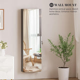 Vlsrka 47.2" LED Grey Jewelry Mirror Cabinet, Wall/Door Mounted Jewelry Armoire Organizer with Full-Length Mirror, Large Capacity Storage Hanging Cabinet, 4 Drawers, 5 Shelves, Built-in Lighted Mirror Vlsrka