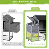 COZIWOW 82" Large Wooden Chicken Coop, Outdoor Rabbit Hutch, Guinea Pig Pet House with Wheels, Sunshine Board, Asphalt Roof, Ramp, Openable Top, Door, Window, Pull-Out Tray, Indoor Bunny Cage (Gray) COZIWOW