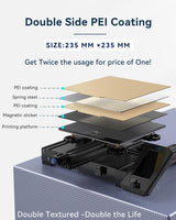 Double Sided Textured PEI Sheet 235mmx235mm for Neptune 3 Pro/Neptune 4/Kobra/Creality Ender 3/Ender 3 Pro/Ender 3 V2/Ender 3 S1/Ender 3 S1 Pro/Ender 3 Neo/Ender 3 V2 Neo 3D Printer FugaCity