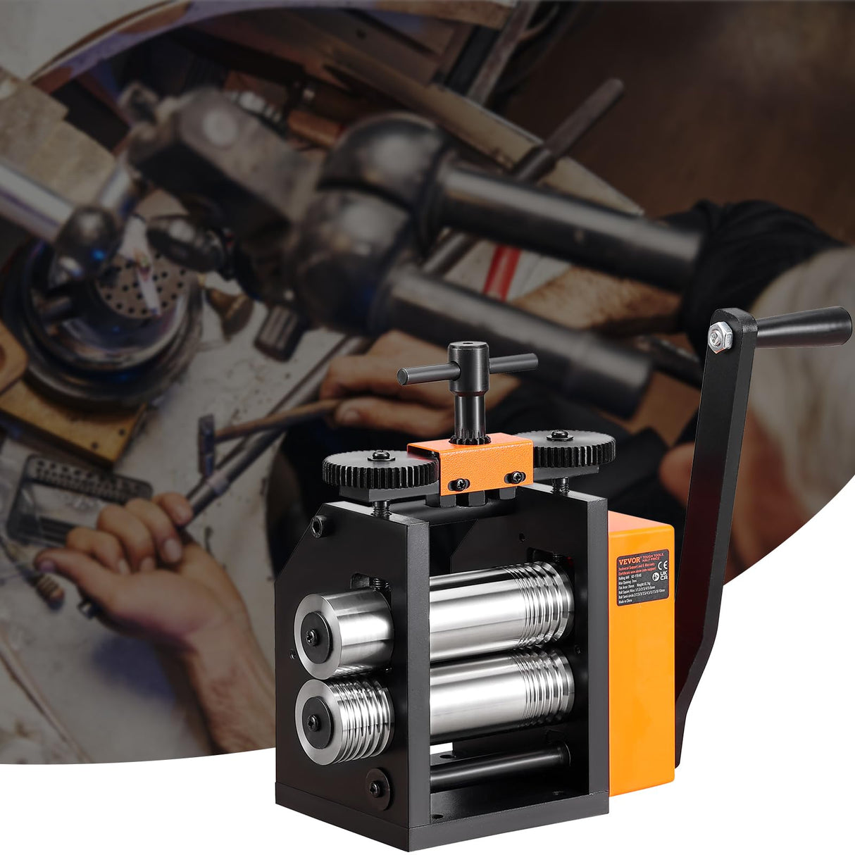 VEVOR Rolling Mill, 3"/76 mm Jewelry Rolling Mill Machine, 1: 2 Gear Ratio, 3-in-1 Multi-Function Rolling Mill, 0.1-7mm Press Thickness for Metal Jewelry Making Sheet Square Wire Semicircle Pattern VEVOR