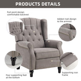 CANMOV Push Back Recliner Chair, Accent Chair,Mid Century Wingback Recliner, Fabric Push Back Recliner Chair Single Armchair Sofa with Rivet Decoration,Button-Tufted Back for Living Room, Grey CANMOV