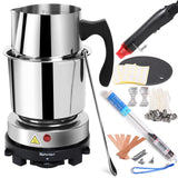 Hehinton Double Boiler Wax Melting Pot, Professional Water Heating Warming Pots for Candle Making, Wax Melter Making Kit for Beginners, DIY Kit with Electric Hot Plate, Heat Gun, Thermometer Hehinton