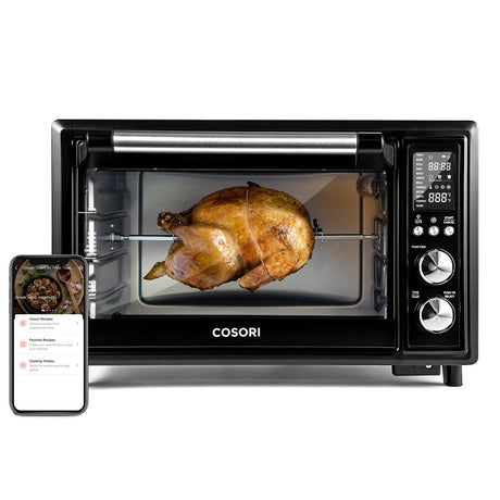 COSORI Air Fryer Toaster Oven Combo 13-in-1, 32Qt APP & Voice Control Convection Oven Countertop, Bake, Broil, Roast, Dehydrate, Sous Vide, 134 Recipes & 4 Accessories, Black, Stainless Steel COSORI