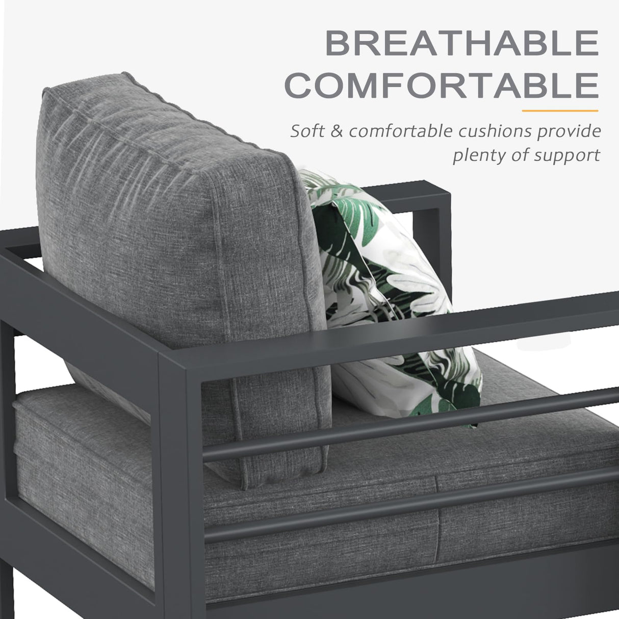 LayinSun Outdoor Aluminum Furniture Set, 5 Pieces Patio Sectional Conversation Chat Sofa Modern Seating Set with Coffee Table LayinSun