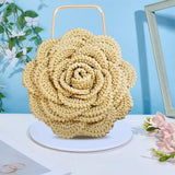 BEUNITONE DIY Macrame Flower Bag Kit for Beginners Yellow Crochet Flower Bag for Women Boho Macrame Handbag Making Kit Handmade Macrame Tote Bag Kit Crochet Kits for Summer Beach with Instructions BEUNITONE