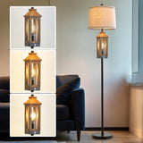 G-SAFAVA 63" Farmhouse Floor Lamps for Living Room Bedside Nightstand Lamp Black Tall Standing Lamp for Home Decor Bedroom Reading Wood Lamp Rustic Bed Lights with 2 Light Sources G-SAFAVA