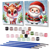 gganmtere 2 Packs Christmas Paint by Numbers Kit Framed for Adult Beginner, Cartoon Easy Adult Paint by Numbers Kits on Canvas, Acrylic DIY Paint by Number Kits for Home Wall Decor 8X8 inch gganmtere