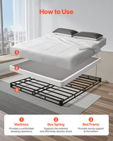 VEVOR Box Spring, Queen Size Bed Frame with Washable Fabric Cloth, Heavy Duty Metal Frame for Queen Bed, 4 in Mattress Foundation, 3500 lbs Max Weight Capacity, Easy Assembly, 79.1 L x 59.4 W x 4 H in VEVOR