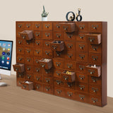 64-Drawer Wooden Storage Box, Traditional Apothecary Curio Cabinet, Library Card Catalog Cabinet Herb Storage Box w/Label Holders Handles AngelcityCC