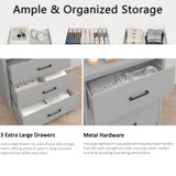 Zhiseek 3 Drawer Dresser for Bedroom, Wood Samll Chest of Drawers with Wide Storage Organizer, Mid-Century Modern Tall Nightstand for Closet, Entryway, Hallway, Grey Zhiseek