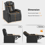 MCombo Power Recliner Chair with Adjustable Headrest for Living Room, Home Theater Seating with Swivel Tray Table, USB Port, LED Light, Armrest Storage HTS422 (Grey) MCombo