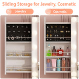 Vanity Desk with Power Outlet, Makeup Vanity with Mirror and 14 LED Light, 3 Lighting Modes,11 Drawer Vanity Table with Sliding Jewelry Storage, Glass Top, Specular Surface, White wanan