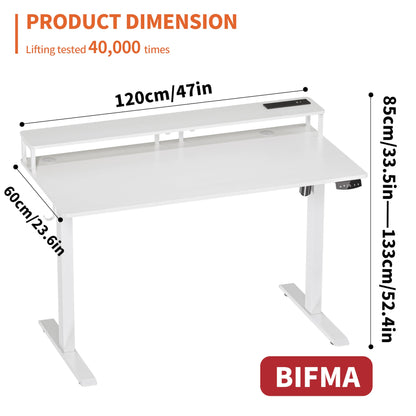 JOISCOPE 48'' Height Adjustable Electric Standing Desk with Display Riser, Power Outlet (3AC, USB, Type-C), Memory Height & Foot Pat, Gaming Study Drafting Sit Stand Desk for Home Office Bedr - WoodArtSupply