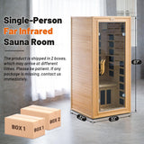 Efficraft Infrared Sauna Indoor, 1 Person Hemlock Wooden Home Sauna, Dry Sauna for Home Spa Room 1350W, Time Temp Pre-Set Sauna Room, w/7 Heating Panels Mini Personal Far Infrared Saunas for Home Efficraft