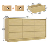 wanan 63'' Wooden Dresser for Bedroom, Large Dresser with 9 Deep Chests of Drawers for Bedroom, Living Room, Closet wanan