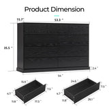 LINSY HOME 9 Drawer Dresser for Bedroom, 53" Wide Chest of Deep Drawers, Modern Farmhouse Wood Dressers with Storage, Large Drawer Organizer for Bedroom, Living Room, Handless Design, Black LINSY HOME