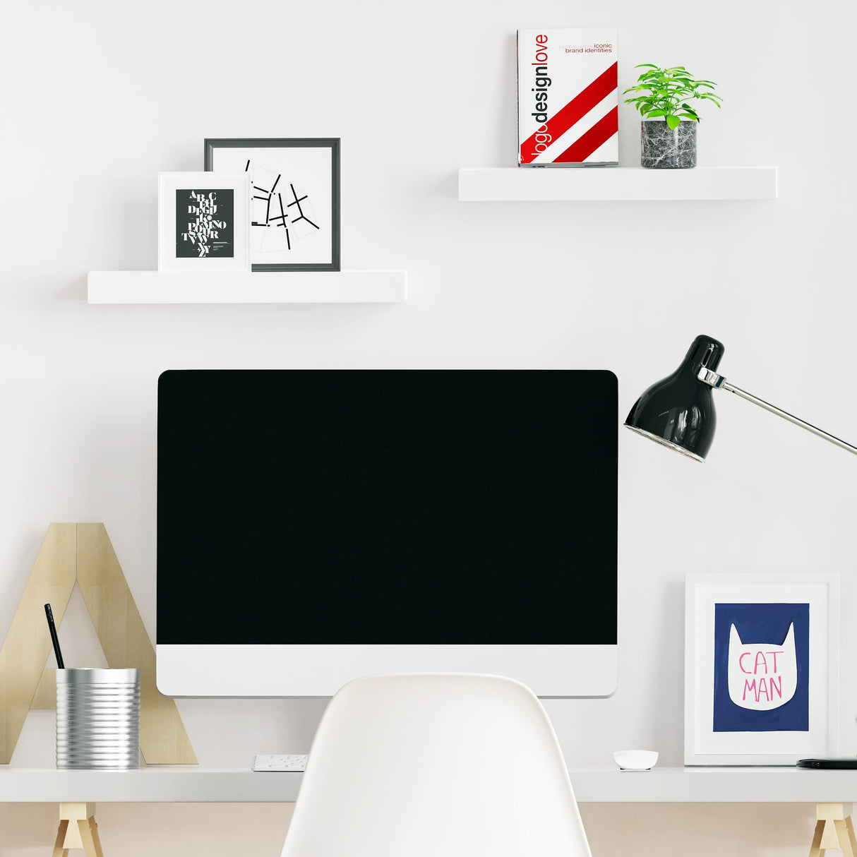 Ballucci Floating Shelves, 2-Pack 16" Wood Wall Shelf Set with Invisible Brackets for Bathroom, Living Room, Bedroom, Kitchen, Nursery, 6" Deep, White Ballucci