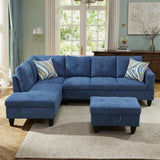 Trygoal Modular L-Shaped Sectional Sofa, Modern Couches with Storage Ottoman & Movable Chaise, Convertible 5-Seater Couch for Bedroom, Apartment & Office, Blue Trygoal