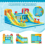 FINCOME Inflatable Bounce House for Kids, Water Bounce House with Double Slides Outdoor Indoor, Jumping Bouncy Castle with Air Blower for Park Backyard Party Birthday (with 750W Blower) FINCOME