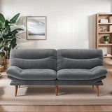 Futon Sofa Bed, 3-in-1 Futon Couch w/Adjustable Backrest & Armrests, Corduroy Convertible Sleeper Sofa Bed, Folding Sleeper Recliner w/Removable Cushion for Apartment, Living Room, Office(66in, Grey) AMADA HOMEFURNISHING