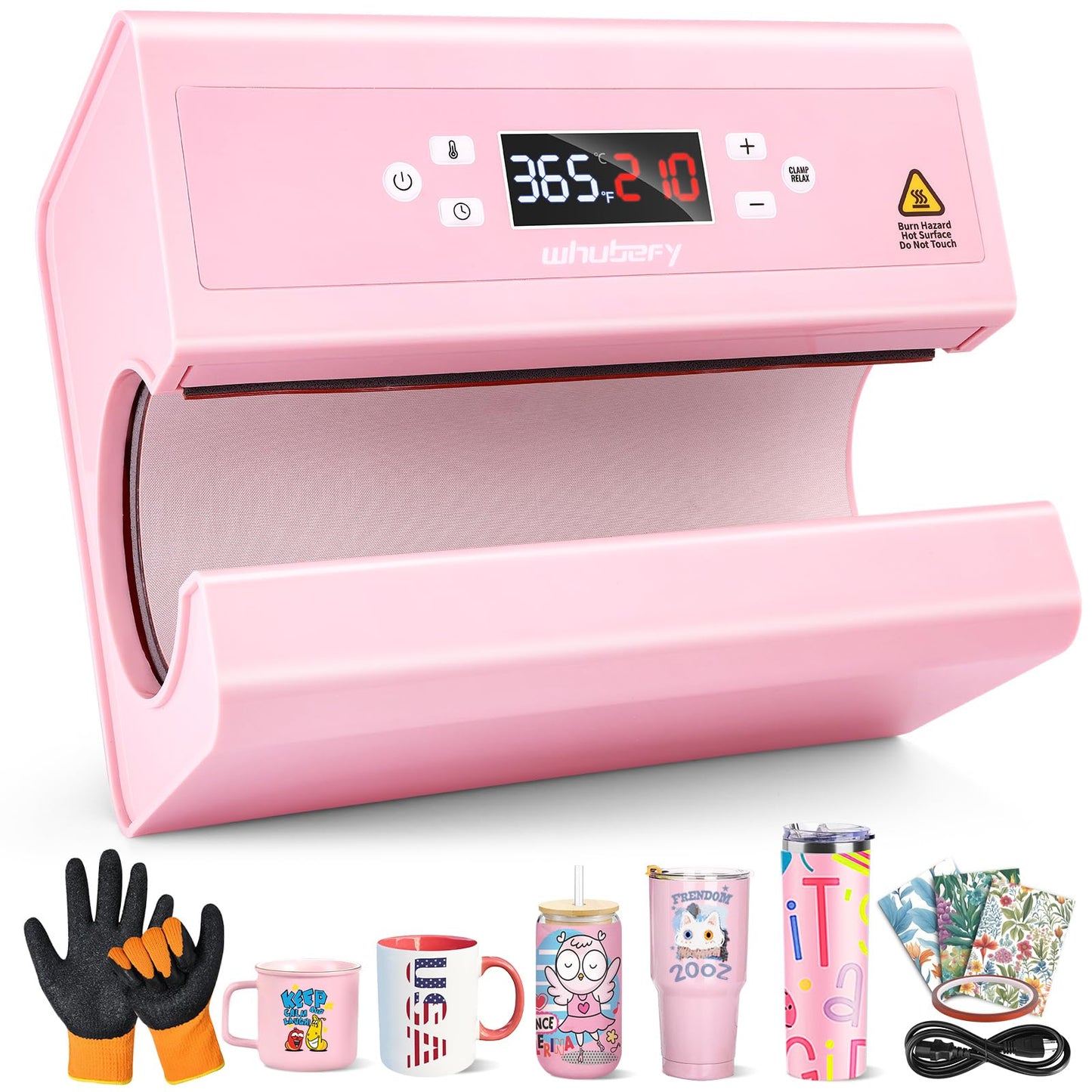 Whubefy Auto Tumbler Heat Press Machine, 20 Oz 30oz 16oz Sublimation Tumblers Press 10-15oz Coffee Mug Press with Sublimation Paper Heat Tape & Gloves, Automatic Cup Press Machine for 2.9-3.34inch