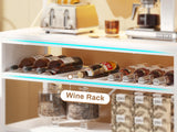 Itaar 6-Tier Bakers Rack with Power Outlet, LED Lights & Wine Rack – White Coffee Bar & Microwave Stand Itaar