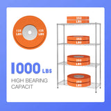 14" D×36" W×54" H Commercial Wire Shelving Unit Metal Shelf with 4 Tier Adjustable Layer Rack Strong Steel for Restaurant Garage Pantry Kitchen Garage，Chrome FDW