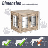 Upolana Dog Crate Furniture with Bed, Wooden Dog Kennel Furniture End Table Dog Crate with 3 Doors, Indoor Solid Wood Dog Cage Upolana