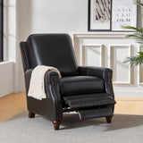 HULALA HOME Genuine Leather Recliner Chair, Classic Push Back Recliner Armchair with Thick Seat and Backrest (Black) HULALA HOME