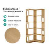 LIKEMET 6 Tier Corner Bookshelf, Tall L Shaped Bookcase, 68.5 Inches Wooden Corner Bookshelves with Arched Design, Freestanding Roomy Display Shelf Stand for Home Office LIKEMET