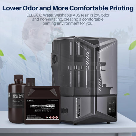 ELEGOO Water Washable ABS-Like Resin, 3D Printer Resin with High Toughness, Low Viscosity and High Precision, 405nm Rapid UV-Curing Photopolymer Resin, Black 1000g ELEGOO