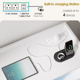 Whalefall 4-Drawer Tall Dresser with Charging Station & LED Lights - Modern Wood Chest of Drawers for Bedroom, Living Room, Hallway, or Entryway, Sturdy Storage Furniture (White) Whalefall