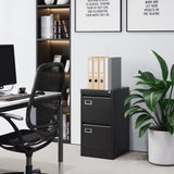 BYNSOE 2 Drawer File Cabinet with Lock Metal Vertical Filing Storage Cabinet Office Home Steel Vertical File Cabinets for A4 Legal/Letter Size Narrow File Cabinet Locked,Assembly Required BYNSOE