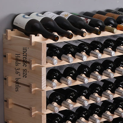 fdjamy Wine Rack Cabinet Freestanding for Floor Wooden Stackable Storage Modular countertop Wood Wine Holder (120bottle) - WoodArtSupply