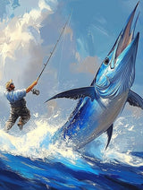 HLYSKXKBEC Fishing Diamond Painting Kits for Adults Beginners, Sea Fishing Tuna DIY Diamond Art Paint with Round Diamonds Full Drill Art Painting Kit for Home Wall Decor Gifts 12x16inch HLYSKXKBEC