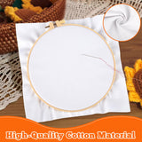 12 PCS Embroidery Fabric, Pre-Cut White Natural Cotton Embroidery Cloth Fabric, 6 Different Sizes 5.9 to 13.8inch, Embroidery Cloth Squares for Embroidery Garment Craft Nitelemn