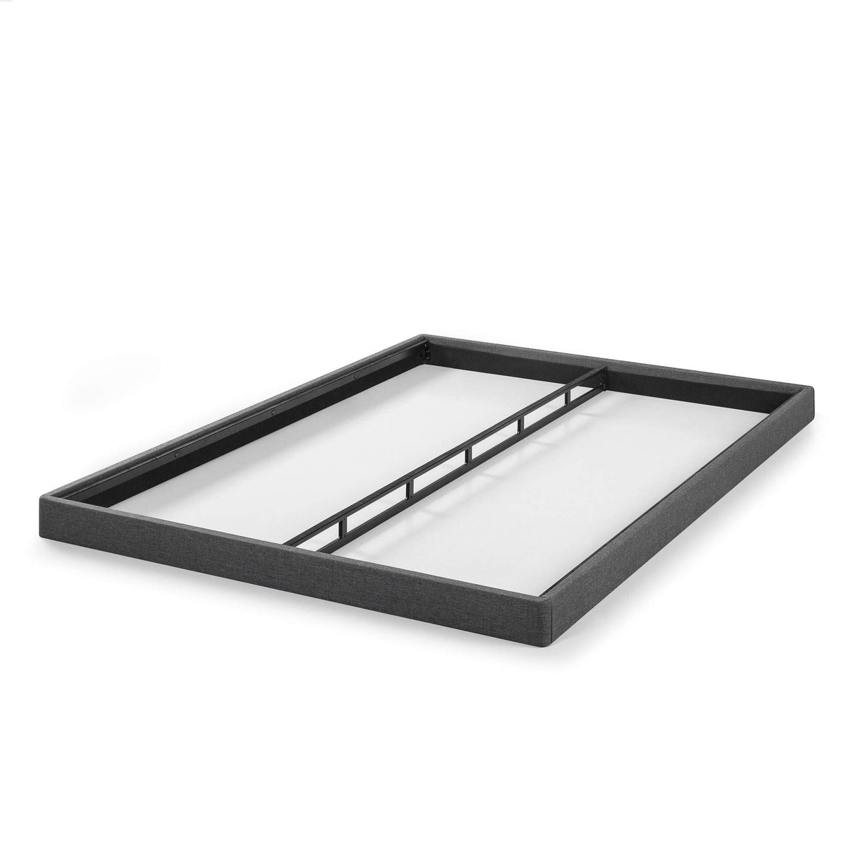 ZINUS Upholstered Metal and Wood Box Spring / 4 Inch Mattress Foundation / Easy Assembly / Fabric Paneled Design, King, Grey Zinus