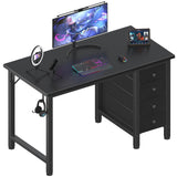Lufeiya Small Gaming Desk with 4 Fabric Drawers, 40 Inch Kids Girls Teen Cute Study Desk for Bedroom, Work Computer Writing Table Desks for Small Space Home Office, Black Lufeiya