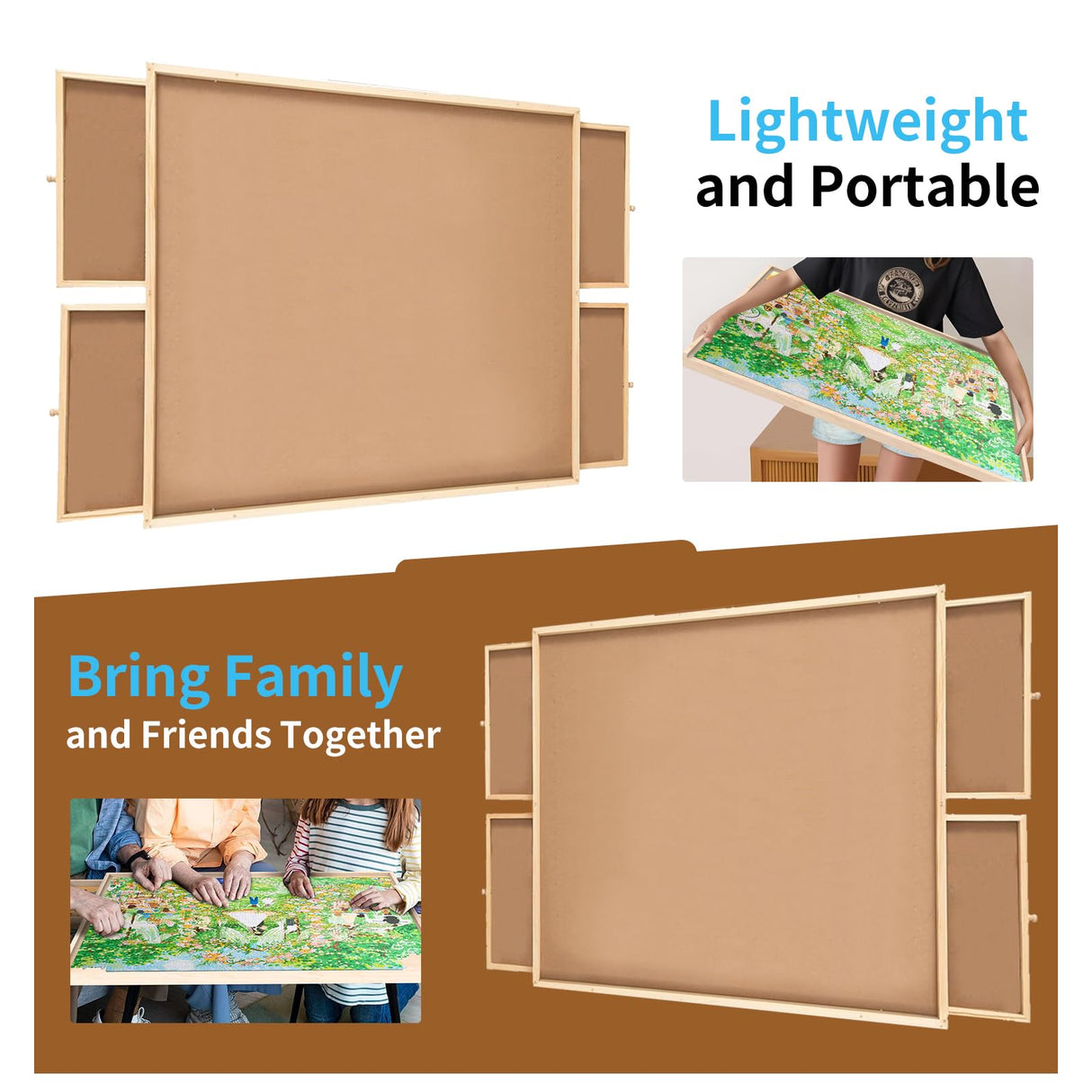 500 Piece Puzzle Board with Drawers, 14" x 28" Jigsaw Puzzle Table with Cover Mat, 4 Drawers, Small Puzzle Table, Birthday Gifts FAMILON