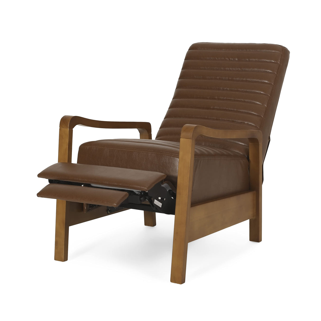 Christopher Knight Home Munro Channel Stitch Pushback Recliner - Cognac Brown/Teak Christopher Knight Home