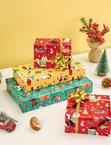 WERNNSAI Cat Christmas Wrapping Paper Rolls - 3 Rolls 17” x 120” Kids Cat Christmas Wrapping Paper Medium Roll Set Funny Kitten Christmas Wrapping paper Xmas Rolls Party Gift Decoration, for Girls/Boys WERNNSAI