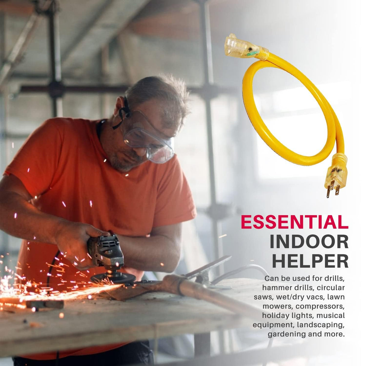 75ft Power Outdoor Extension Cord & Indoor - Waterproof Electric Drop Cord Cable - 3 Prong SJTW, 12 Gauge, 15 AMP, 125 Volts, 1875 Watts, 12/3 by LifeSupplyUSA - Yellow (1 Pack) LifeSupplyUSA