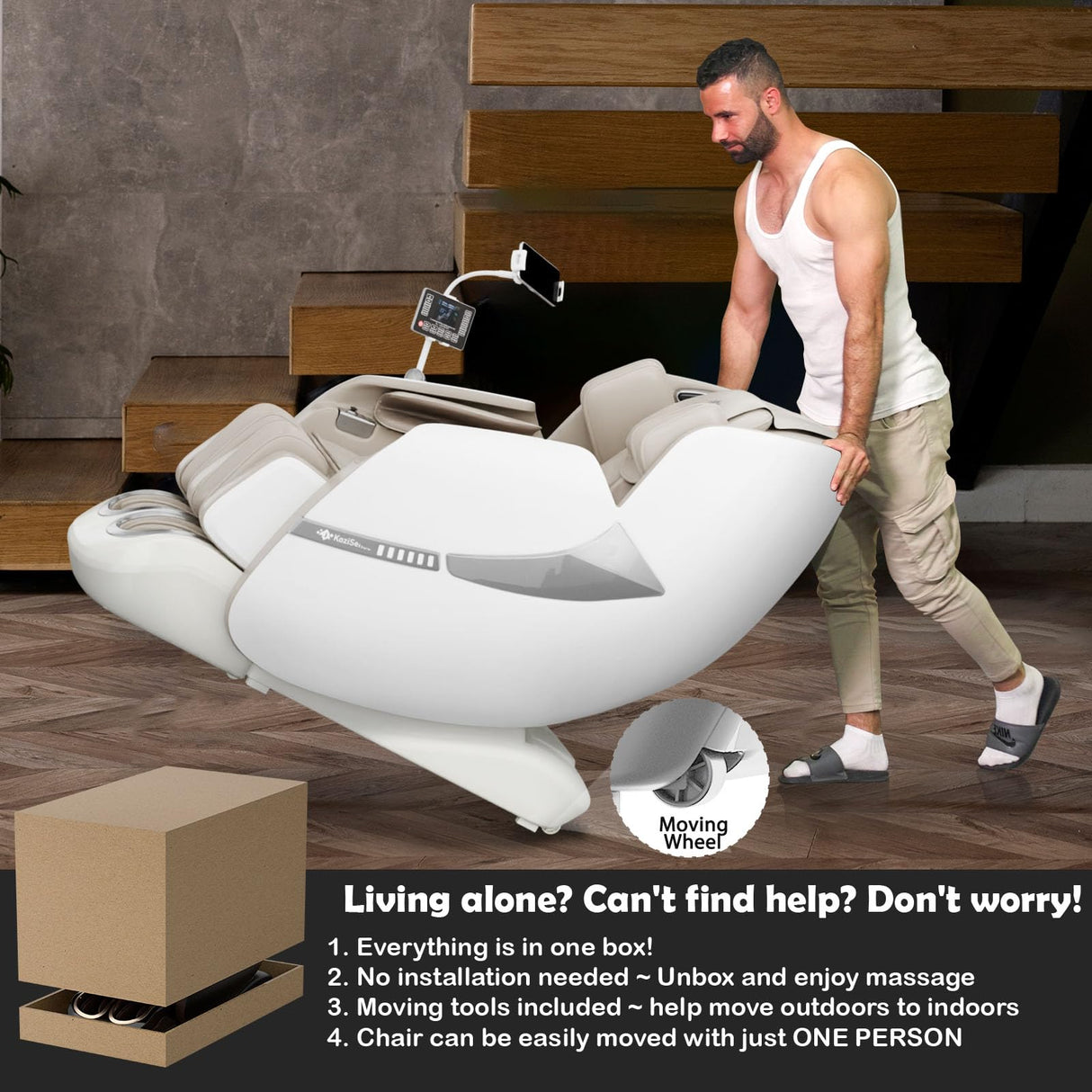 KoziSense 2025 Massage Chair Full Body, Zero Gravity SL-Track Shiatsu Massage Recliner Chair with Heat, AI Control, Body Scan and Calfrest Extension KoziSense